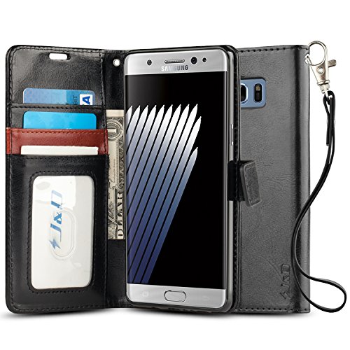 Samsung Galaxy Note 7 Case, J&D [Wallet Stand] [Slim Fit] Heavy Duty Protective Shock Resistant Flip Wallet Case for Samsung Galaxy Note 7 - Black