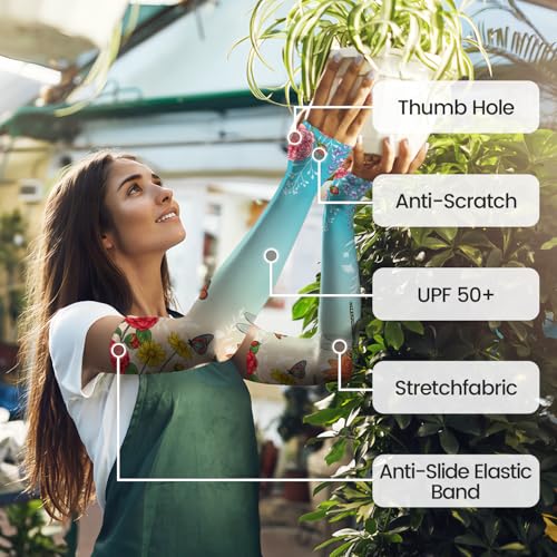 Image of YPHCDO Gardening Sleeves for Women Farm Sun Protection Thorn Proof Cooling Arm Sleeves to Cover Arms for Garden Sports