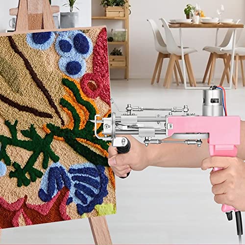 WZFANJIJ Electric Carpet Tufting Gun for Cut Pile 7-24mm,2400RPM Cut Pile Carpet Weaving Machine with Short Circuit Protection,Industrial Embroidery Machine with UK Plug,Pink
