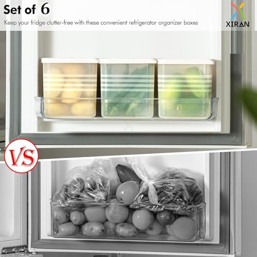 Image of Xiran Fridge Storage Containers, Storage Box for Kitchen, Refrigerator Organizer Containers, Kitchen Accessories Items for Home, Fridge Storage Boxes (Pack of 6, 1200Ml)
