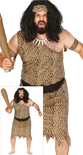 FIESTAS GUIRCA Disfarce homem cavernícola selvagem - disfarce idade da pedra estampado leopardo homem tamanho XXL