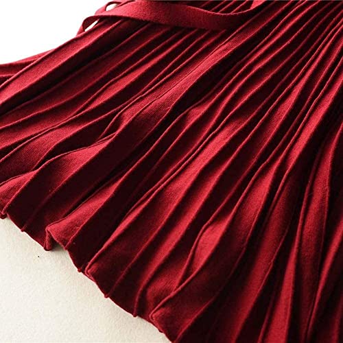 Image of Women's Long Sleeve Sweater Dress Ankle Length Fall Dress Vneck Knit Winter Dress