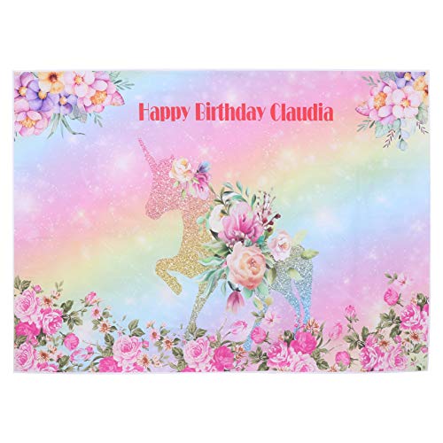 KESYOO 1 PeÃ§a de Pano de Fundo de AniversÃ¡rio de CrianÃ§as de UnicÃ³rnio (210X150cm)