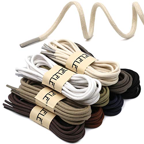 Image of DELELE 2 Pair Super Cotton Round Waxed Shoelaces 1 /8 inchThick Shoe String Boot Laces for Dress Shoes
