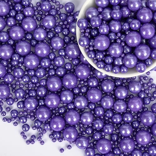 Image of Edible Purple Pearl Sprinkles for Cake Decorating,Pearls Sugar Sprinkle,130g /4.58oz Mix Size,Baking Edible Cake Decorations Candy,Cupcake Toppers,Cookie Decorating Donuts Ice Cream Toppings,Wedding Birthday Party Supplies