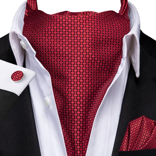 Image of Dubulle Paisley Floral Ascot for Men Self Tie Mens Cravat and Pocket Square Cufflinks Wedding