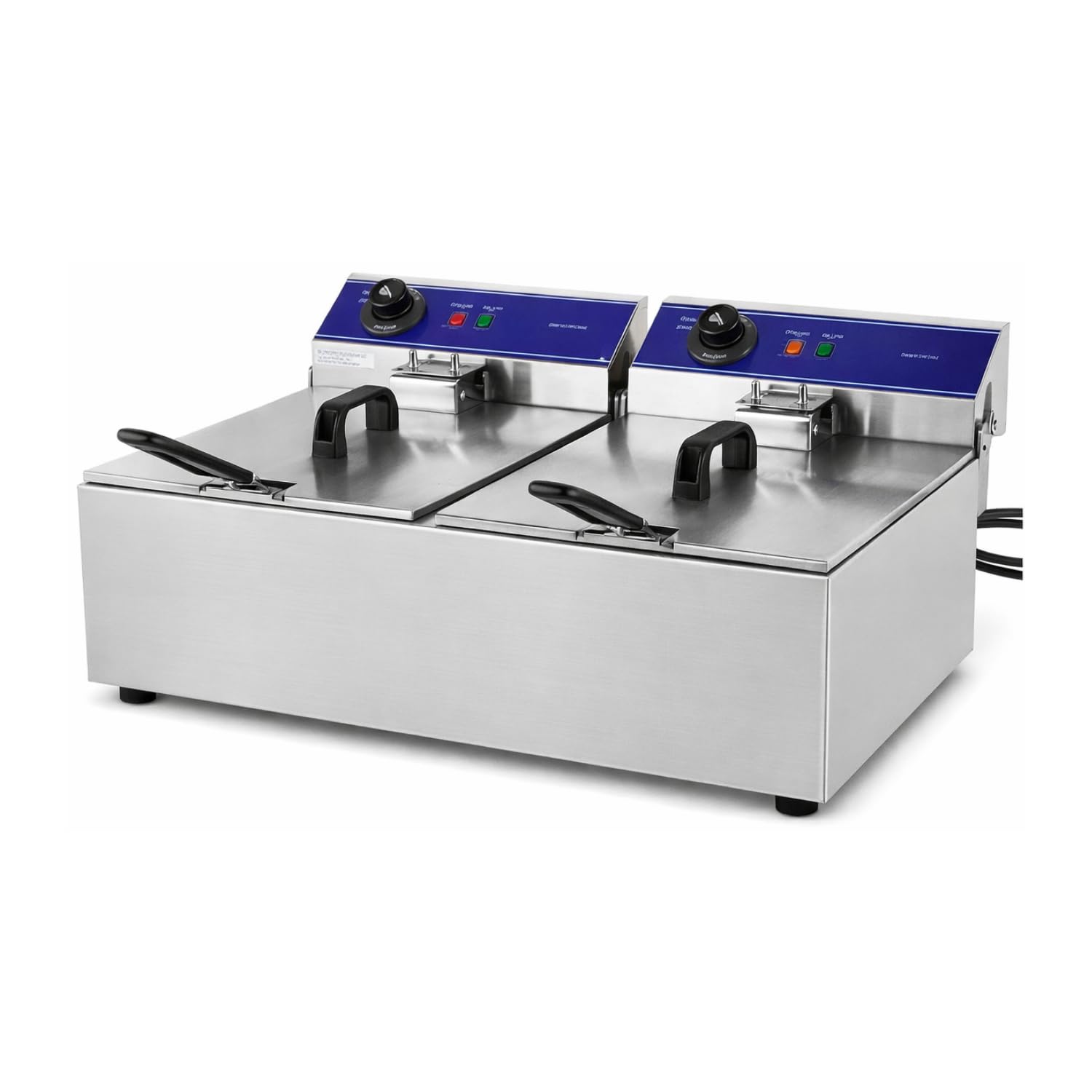 Friteuse Électrique Professionnelle Double – 2 × 6 L – 7200 W – Inox – 2 Cuves Amovibles – Thermostat 50–200°C