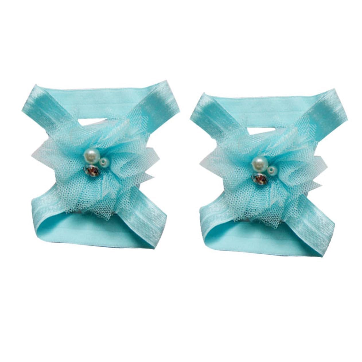 IWOWHERO Flower Designed Boys and Girls Sandals 10 Pairs Chiffon Barefoot for Toddler Girls