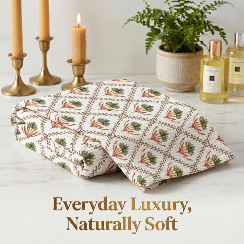 Image of Mafatlal Madhuban Soft & Absorbent Cotton Bath Towel (147x76 cm) | 250 GSM | Lightweight, Quick Dry, Floral Design