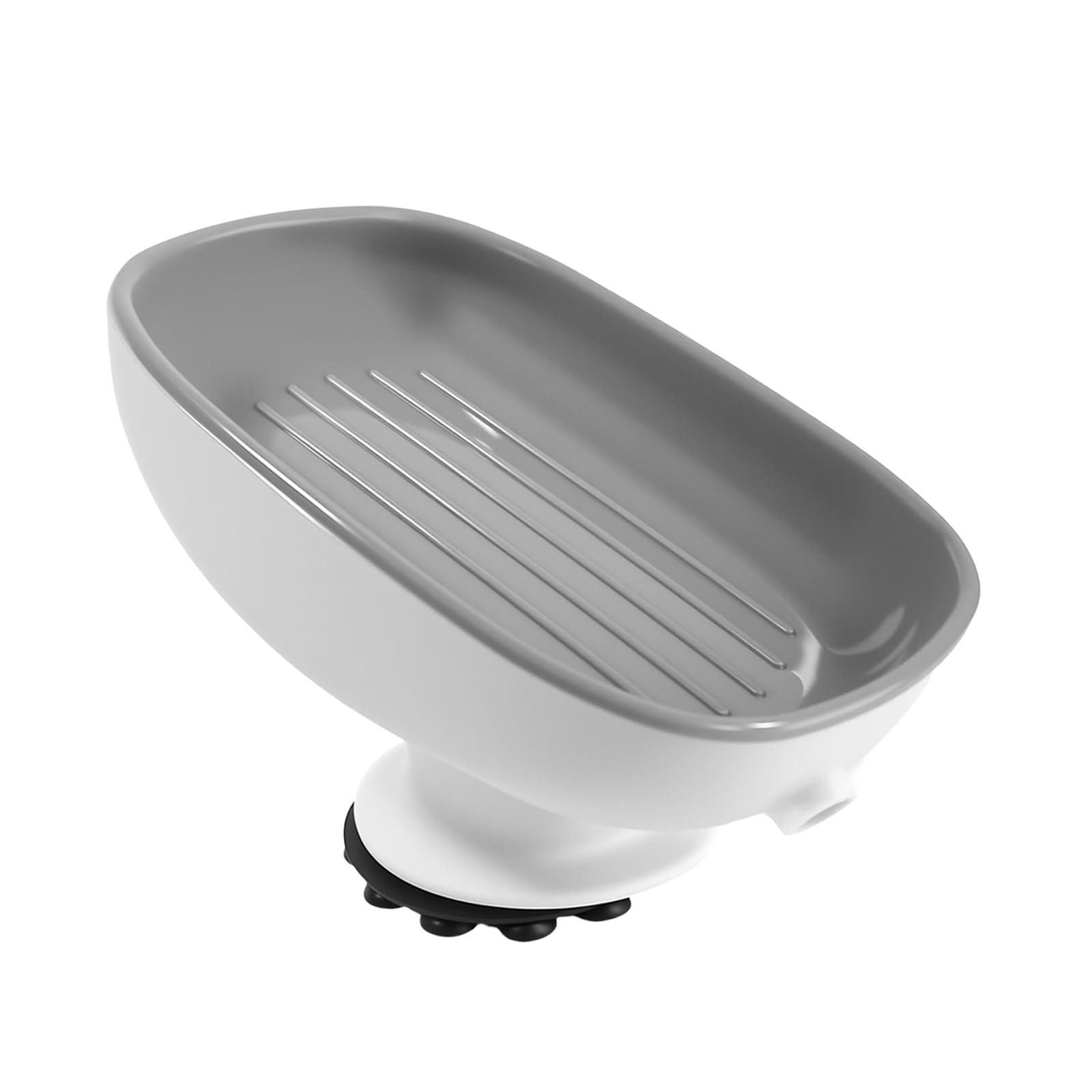 Desuibao Grey Self Draining Soap Dish For Bathroom Sink Shower, Suction Bar Soap Holder, Soap Tray For Kitchen Counter, Easy Clean Double Layer Drain Soap Container Saver For Bath Tub,
