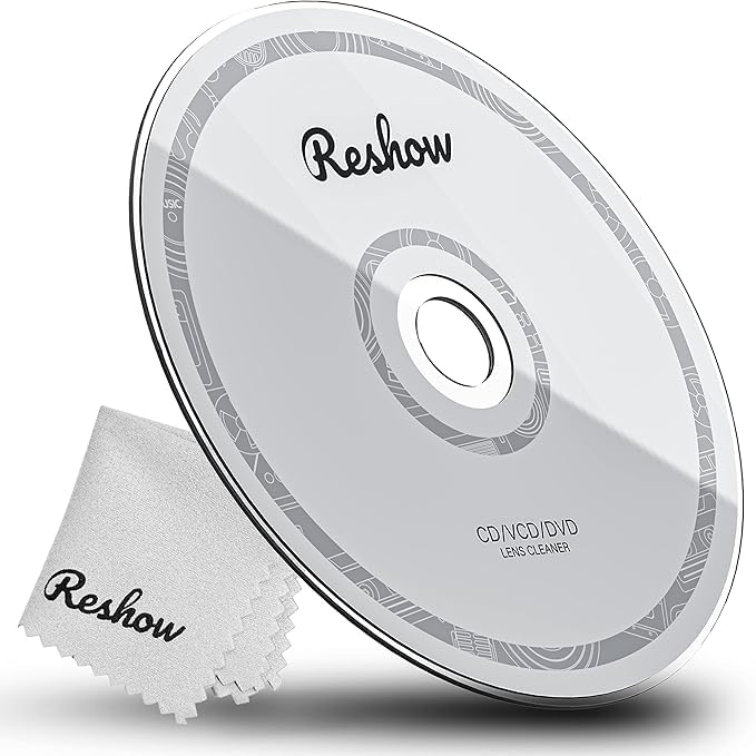 Reshow 乾式 レンズクリーナー CD/DVD用 - 光学系にダメージを与えない - マイクロファイバークロス、クリーニングディスクを含む