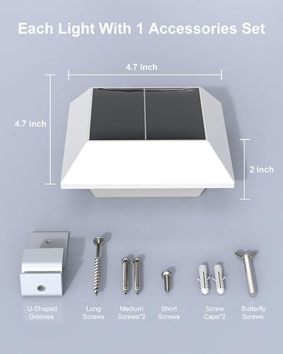 Miniatura 8 de Paquete de 8 luces solares para canalón, decorativas, impermeables, 12 LED, para valla, barandilla, pared exterior, cubierta, jardín, camino, patio