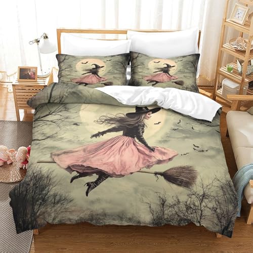Housse de couette sorcière 3D anti-plis en microfibre durable - 3