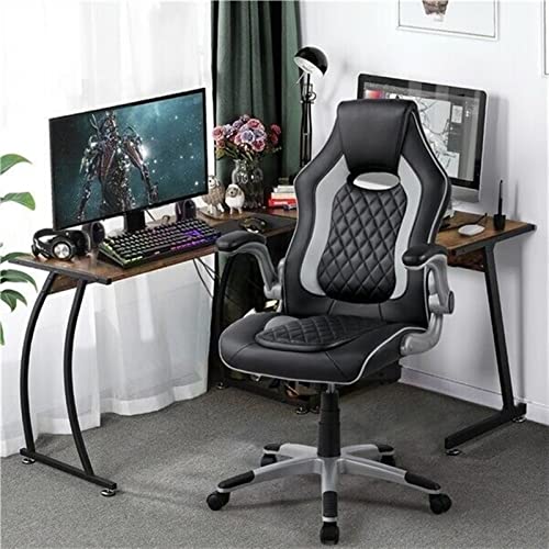 Chaise de jeu pour ordinateur de bureau et fauteuil ergonomique gris