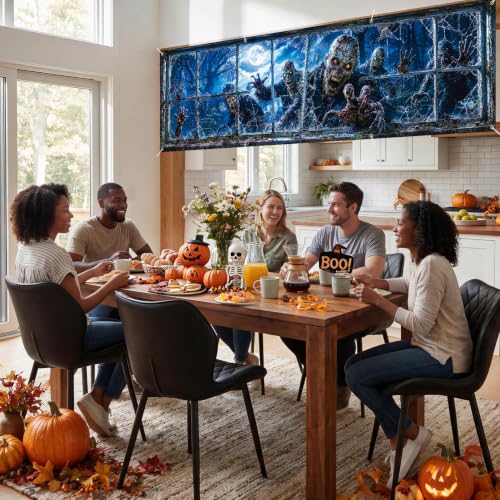 Image of Halloween Banner 118x35.4 Inch Scary Zombie Window Decoration Backdrop, Creepy Haunted House Party Decoration Outdoor Yard Sign for Festival Celebration, Fence Wall Porch Indoor Outdoor