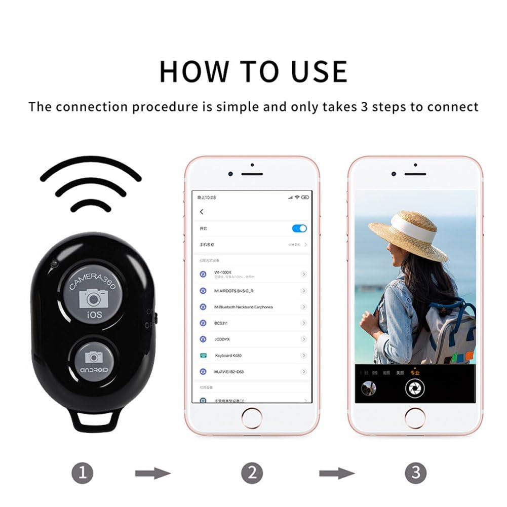 Comioke Pilot zdalnego sterowania Bluetooth, 2 sztuki, zdalny wyzwalacz Bluetooth, kompatybilny z iOS i Android