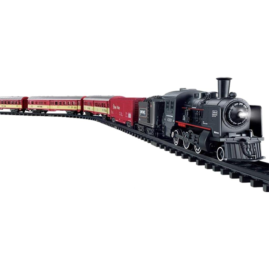Set di Trenino Elettrico Giocattolo per Bambini E Bambine con Luci E Suoni, Kit Ferroviario con, Vagoni E Regalo di Compleanno, Vapore Nero