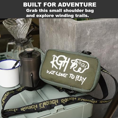Rough Enough Small Crossbody Shoulder Bag Over Cell Phone Purse for Men Women Preppy Teens Glow in Dark Logo Travel Dog Walking Army Green3