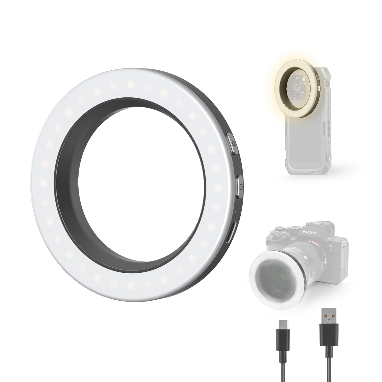 SMALLRIG Vibe P30 67mm Ring LED Videoleuchte, Zweifarbiges Licht in Pulvergröße mit Hohem CRI ≥90, Kompatibel mit 67mm Telefonhalterungen/Hüllen/Objektiven, für die Erstellung von Lnhalten - 4873