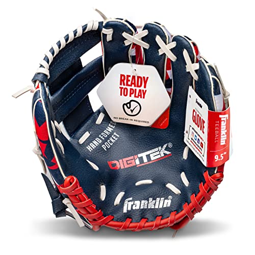Franklin Sports Unisex Teen 9.5" Franklin Sports Kids Baseball Tball Glove Rtp Youth Baseball Glove Boys Girls Teeball Youth, Navy/Red, 9.5 Us #TOP1