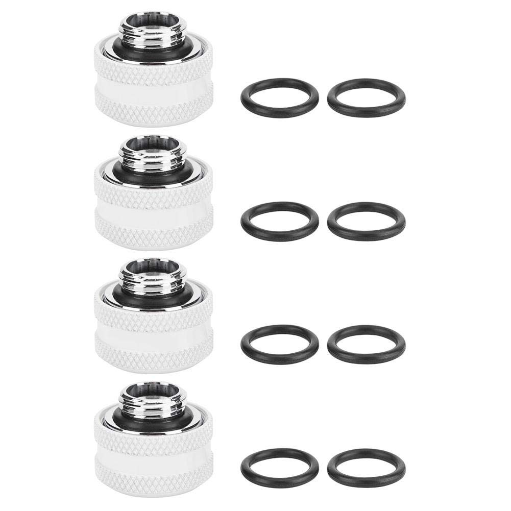 Kafuty Raccordi per Il Raffreddamento ad Acqua PC Raccordo a Compressione per Raffreddamento ad Acqua in Ottone Adatto per Tubo Rigido Diametro Esterno 16mm(4 Pezzi Bianchi)