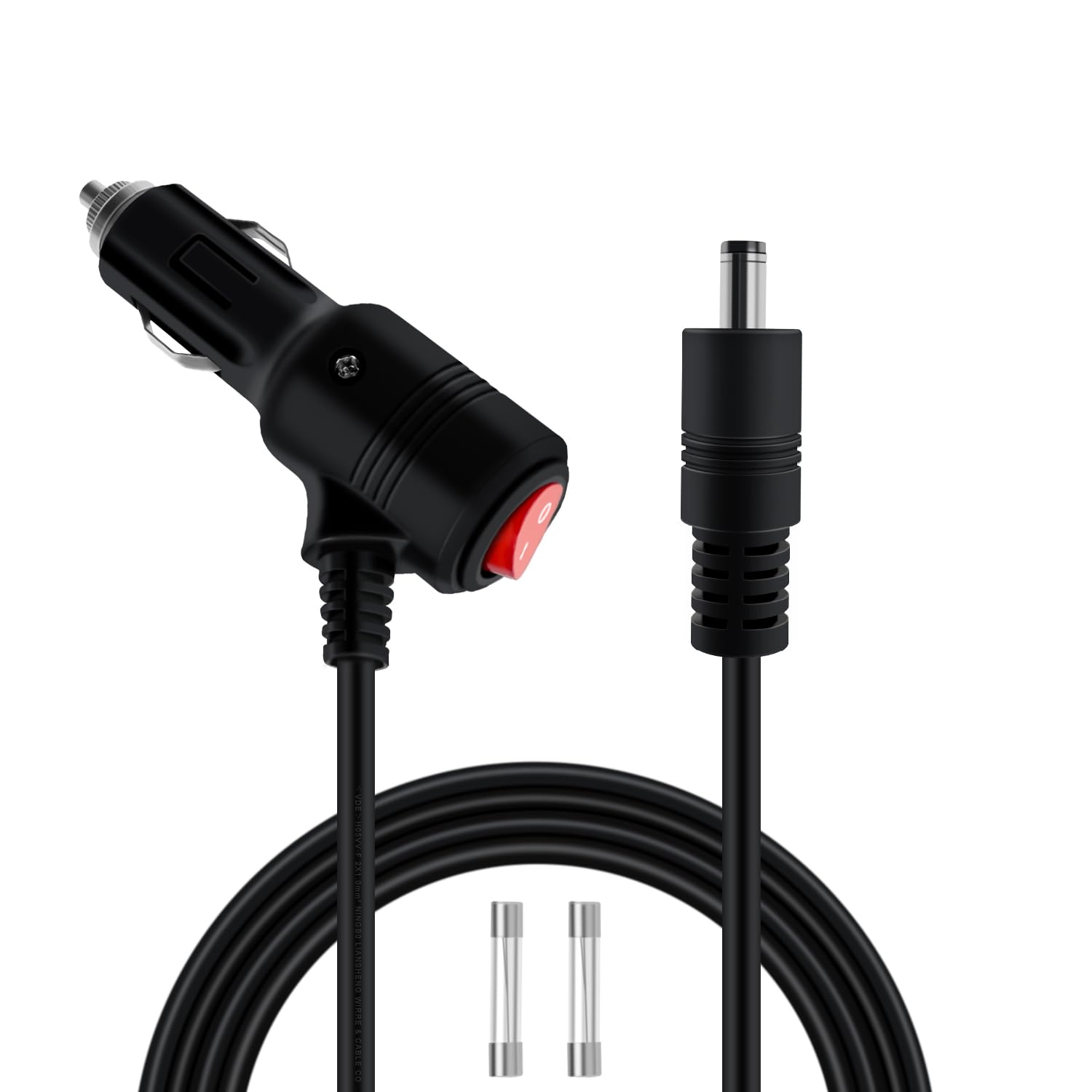 Kabel do Gniazda Zapalniczki 12V DC, Wtyk do Gniazda Zapalniczki do DC5521 z Przełącznikiem, 16AWG, 15A, do GPS, Kamery, Lamp LED (2m)