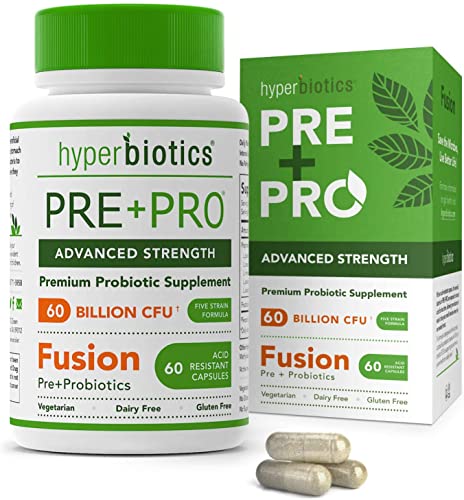 Hyperbiotics Prebiotics Plus Probiotics for Women, Men, Adults | Advanced Strength, Capsules | Premium Nutritional Supplement | Digestive Support, Immune System Boost | 60 Billion CFU | 60 Count