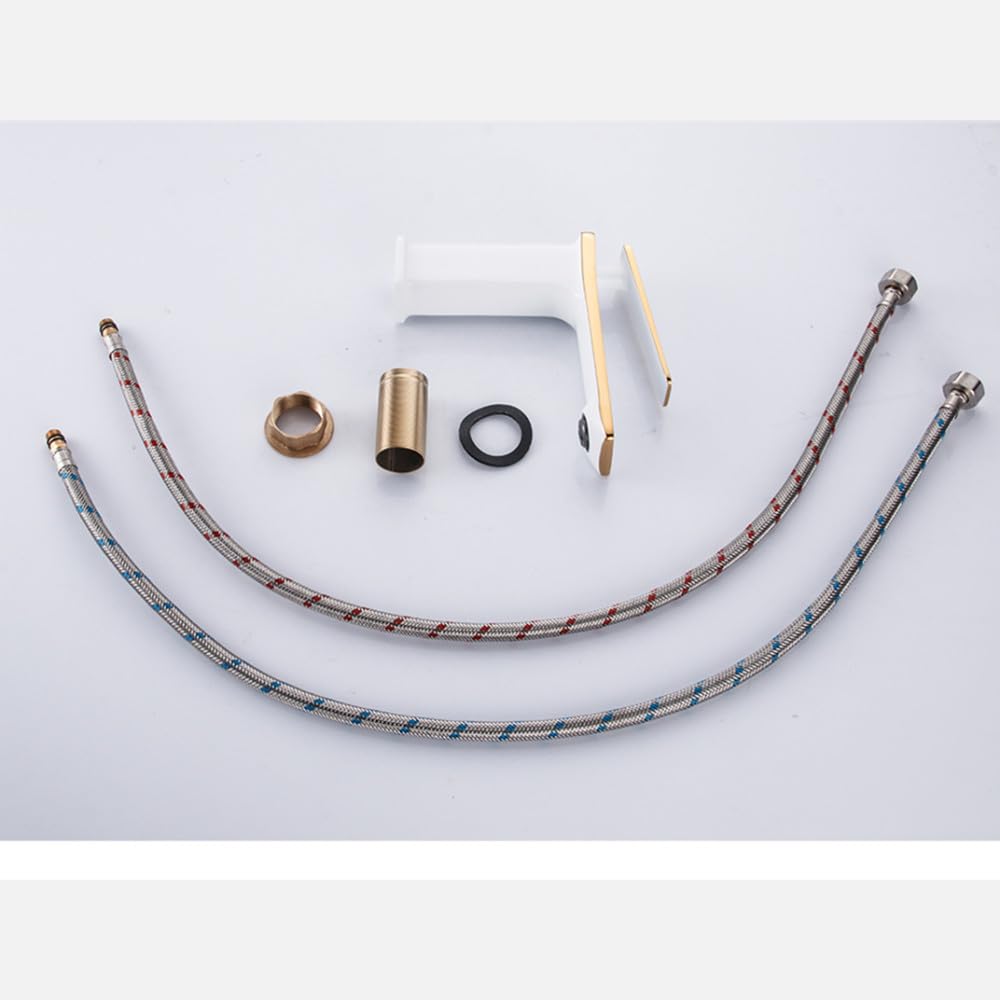 Grifo de lavabo de latón dorado blanco, grifo mezclador de lavado de agua fría y caliente para baño, grifo cromado monomando, grúa, negro