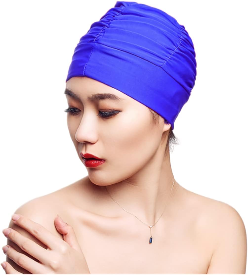 Super Elastic Ladies Swimming Hat - Long & Short Hair Protection Cap for Swimming Surfing & Bathing, Blue - Image 3