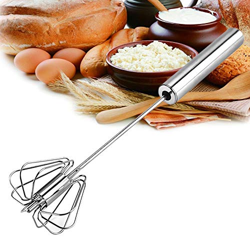 Stainless Steel Egg Whisk, Hand Push Newness Whisk Blender, Semi Automatic Rotary Egg