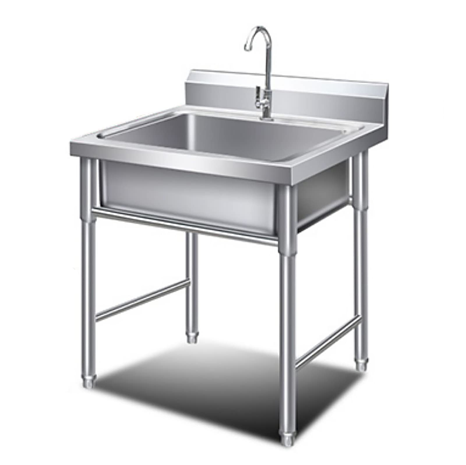 Kitchen Utility Sink,Freestanding Utility Sink with St+,Restaurant Catering Industrial Kitchen Sink,Faucet Included,for Outdoor Indoor Garage Commercial Restaurant Laundr(Single Slot-60x60x80cm)