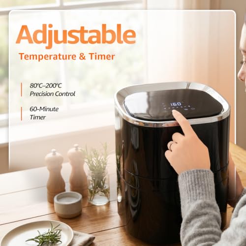 Image of Amazon Basics 3.5L Electric Air Fryer | 1200 W | Temp. Settings Up to 200C | 7 Pre-set Options | 360 High Speed Air Circulation | Non-Stick Coated | Touch Control Display | Black|BIS Certified