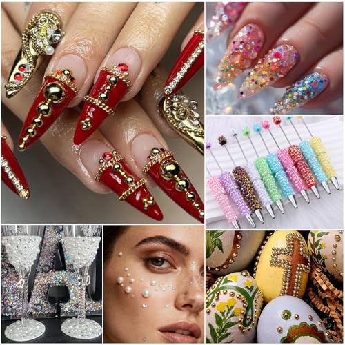 Glitzersteine Bedazzler Kit, 3mm Harz-Jelly-Strasssteine in Regenbogenfarben, Flachrücken-Strasssteine für DIY, Basteln, Nagelkunst, Kleidung & Schuhe, inklusive Pinzette