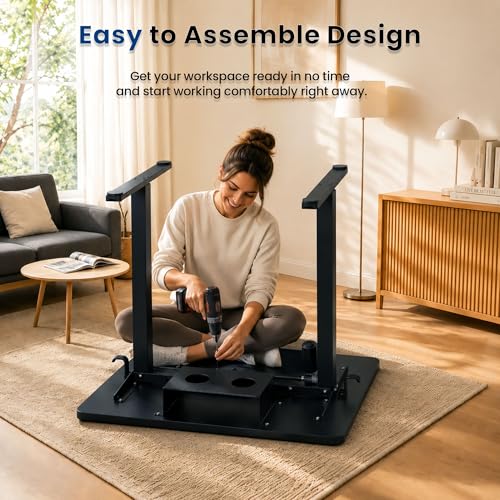 Image of 35 inch x 20 inch Electric Standing Desk, Compact Height Adjustable Desk for Small Spaces, Small Ergonomic Sit Stand Workstation for Home Office Bedroom Apartment (Classic Black)