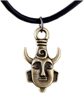 Silver Plated & Antique Bronze Dean winchester Mask Amulet Double Faced 3D Super Natural Dean's Amulet Pendant Necklace,Black Leather Chain