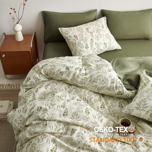 Freyamy Bettwäsche 155x220 Blumen Blätter Pflanzen Aesthetic Bettwäsche Set – Ansicht 4