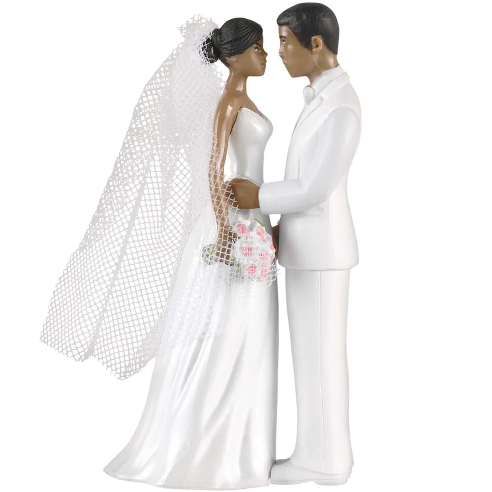 Eleganter afrikanischer amerikanischer Tortenaufsatz aus weißem Kunststoff, 11,4 cm, 1 Stück, einzigartige und stilvolle Tafeldekoration, perfekt für Hochzeiten, Verlobungen und Jubiläumsfeiern