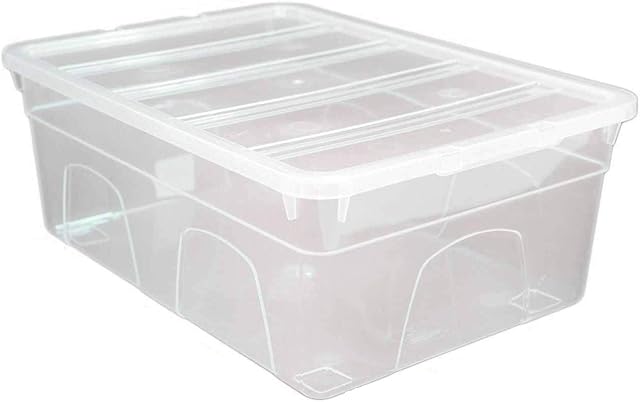 Optimal Products Clear Plastic Storage Box Boxes With Lids UK BRITISH MADE Home Office Stackable Transparent Plastic Boxes, Size 5,11,24,28,35,45 Litre (1 Box, 11 Litre)
