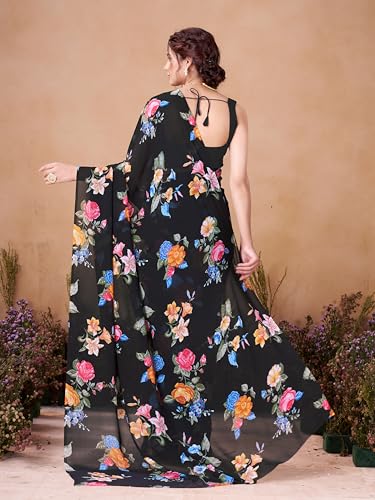 Image of Garden Vareli Women Georgette All Over Floral Printed Saree