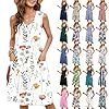 Womens Summer Dresses Casual Sleeveless Sundress Floral V Neck Button Boho Dress with Pockets Robe ETE Femme