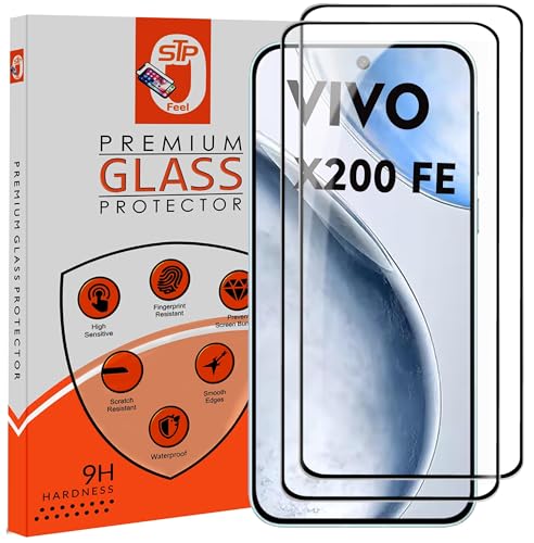 Image of STP FEEL Premium HD+ Tempered Glass Screen Protector Guard Compatible For VIvo X200 FE 5G (6.31 Inch, Pack of 2) | Edge to Edge Coverage With Easy to installation kit for Smartphone