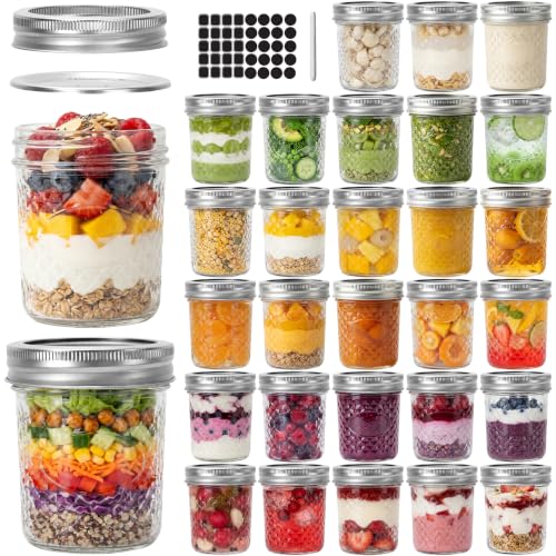 CycleMore 6 oz Mason Jars with Split Bands 30 Pack Canning Jars