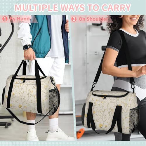 Flowers Yellow Vintage Travel Duffel Bag Weekender Overnight Bags for Women Men Foldable Waterproof Tote Bag with Trolley Sleeve4