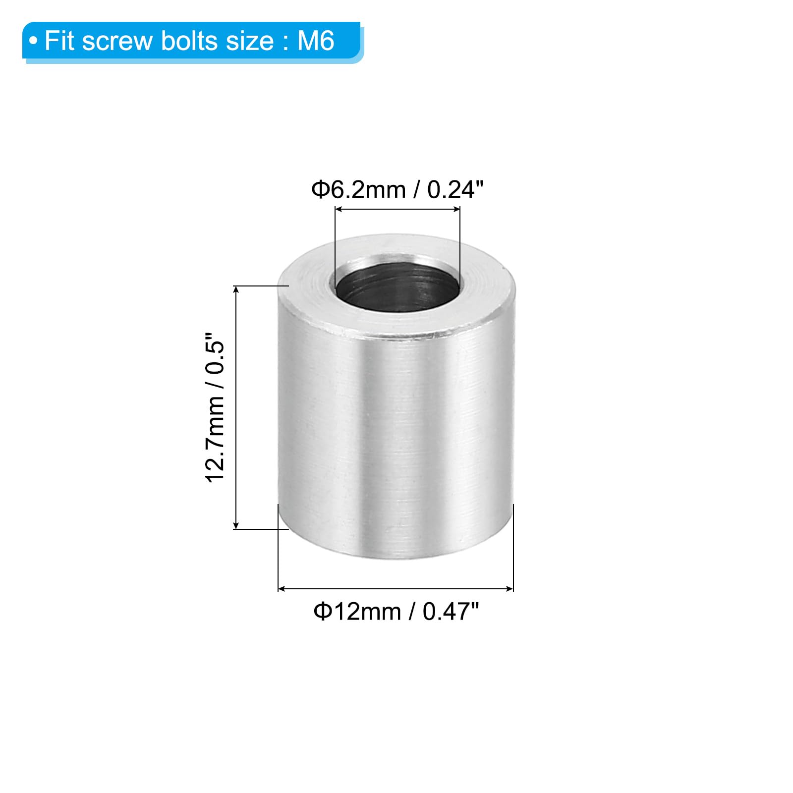 Black Aluminum Spacers - 3/8" OD X 3/16" ID Round Unthreaded Standoffs For #10 Or M4 Bolts (2 Pack)