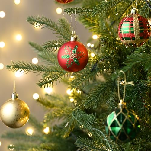 Valery Madelyn Christmas Ornaments Set, 30ct Red Green and Gold Shatterproof Christmas Tree Decorations Ball Ornaments Bulk, 2.36 Inches Traditional Country Hanging Ornaments for Xmas Trees Decor - Image 3