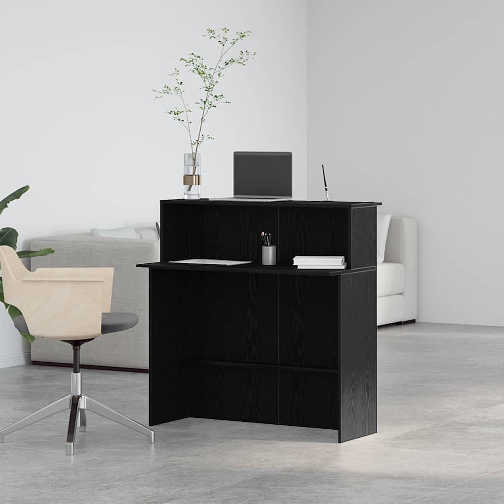 Gecheer Bancone Reception, Funzionale con Piano Integrato e Spazio di Archiviazione, 100x50x103,5 cm, Truciolato, per Uffici Aziendali Hotel Cliniche e Saloni di Bellezza