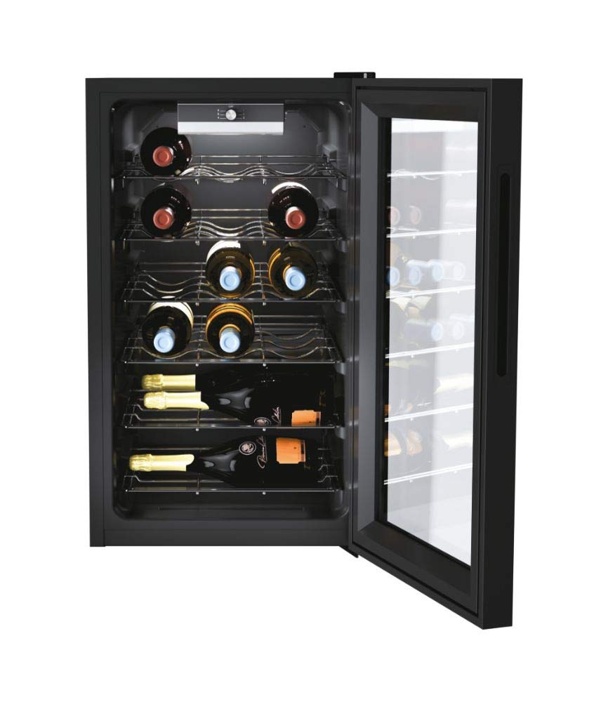 CANDY DiVino Cantinetta Vino 21 Bottiglie, Libera Installazione, Controllo Meccanico, Luce LED, Ripiani Cromati, Porta in Vetro, App hOn, 70 x 40 x 54.5 cm (AxLxP), CWC 021 M/NF