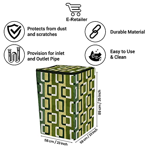 Image of Polyester Washing Machine Top Load Cover with Zipper Dustproof & Washable Protector for 5kg-8kg Capacity (Geometric Green, 23x23x35 Inch)