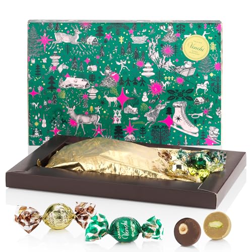 Venchi - Colección Navidad - Caja regalo con bombones Perla surtidos, 230 g - Con avellanas y pistachos enteros - Idea de regalo - Sin gluten