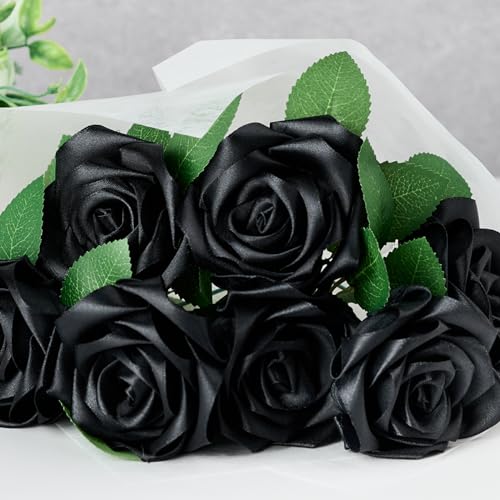 Image of Mauproy 1-1 /2 Inch Wide Black Satin Ribbon, 50 Yards Solid Polyester Fabric Ribbon for Roses Making, Mother's Day, Gift Wrapping, Flower Bouquets, Wedding Decorations, Handmade Crafts